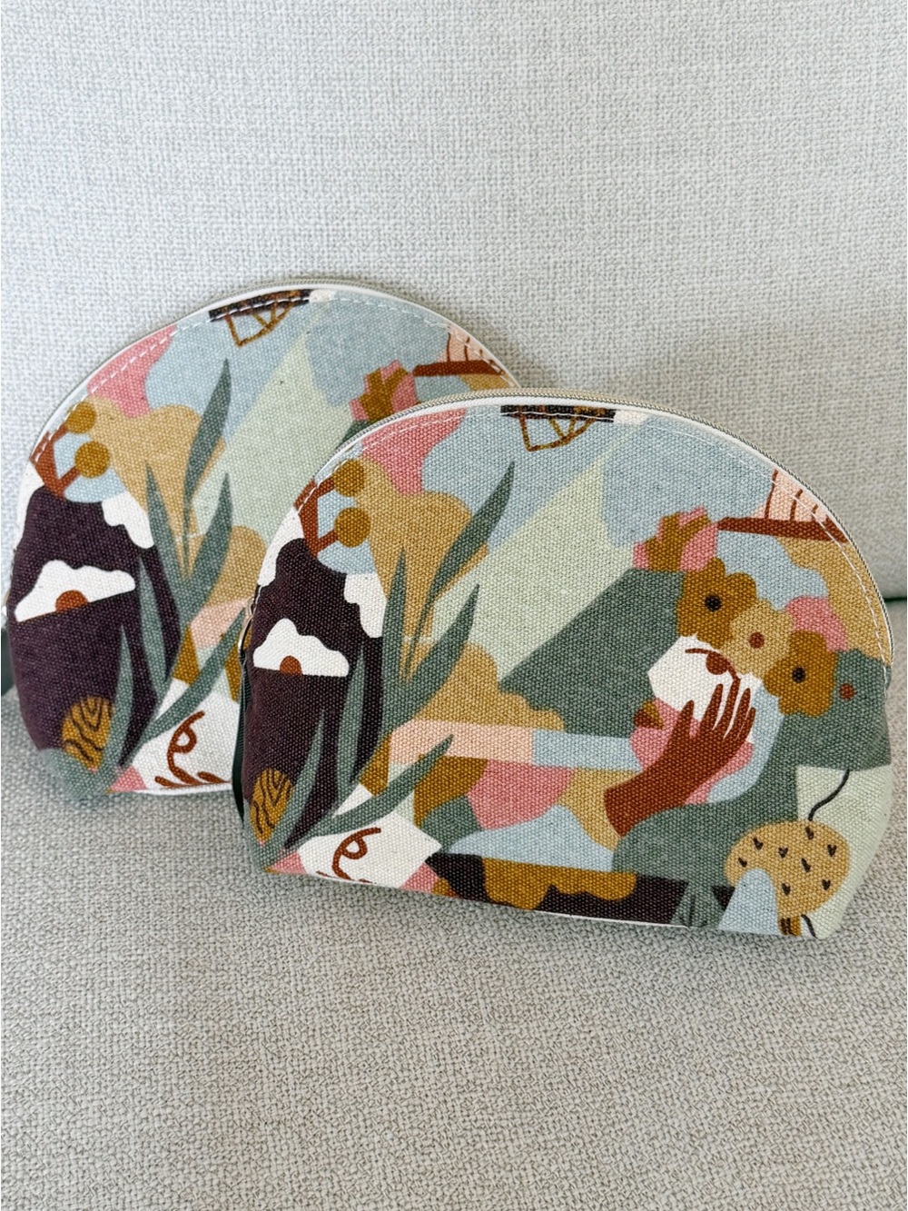 Set of 2/Clarins Limited Edition Floral Canvas Cosmetic Bag
